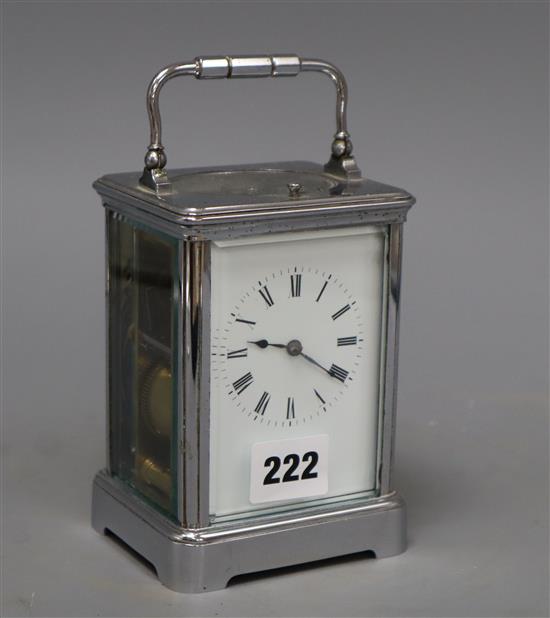 A French silvered brass carriage clock